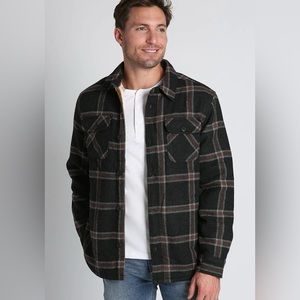 Never Worn - Brown Plaid Sherpa Lined Wool Flannel Shacket
